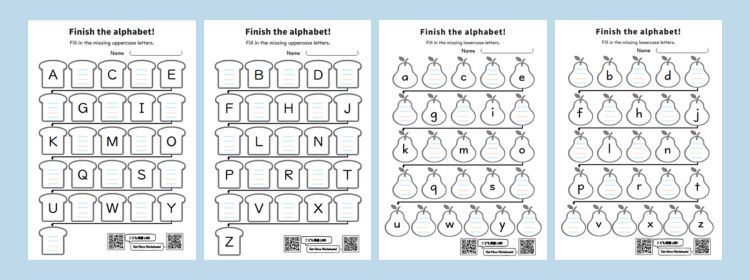 アルファベット穴埋めワーク4種類